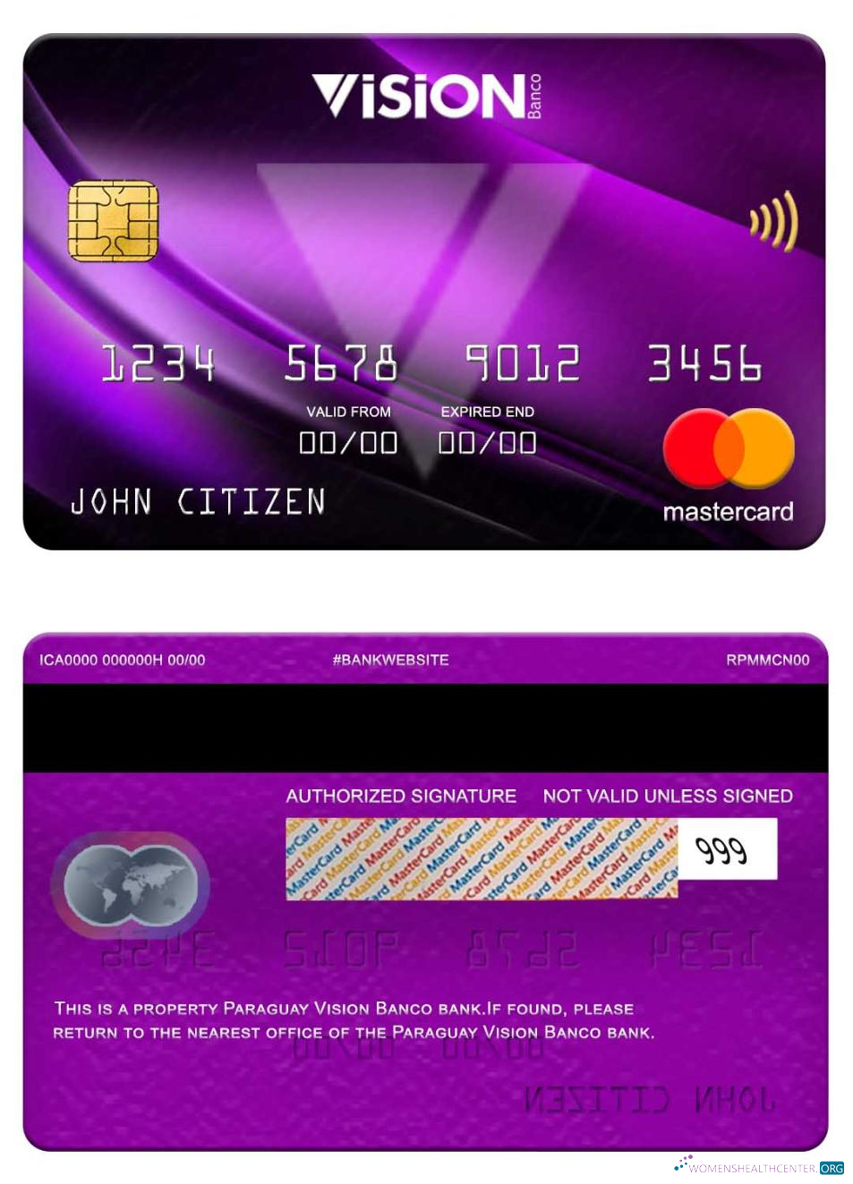 Download Paraguay Vision Banco bank mastercard Photoshop template